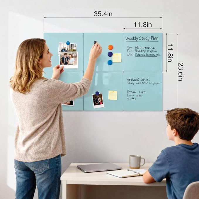 Comix Magnetic Dry Erase Board, 6 Pack, 11.8 x 11.8 Inches, Modular Whiteboard - Image 2