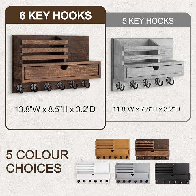 Lucundm Key Holder Wall Mount, Mail Holder - Image 5