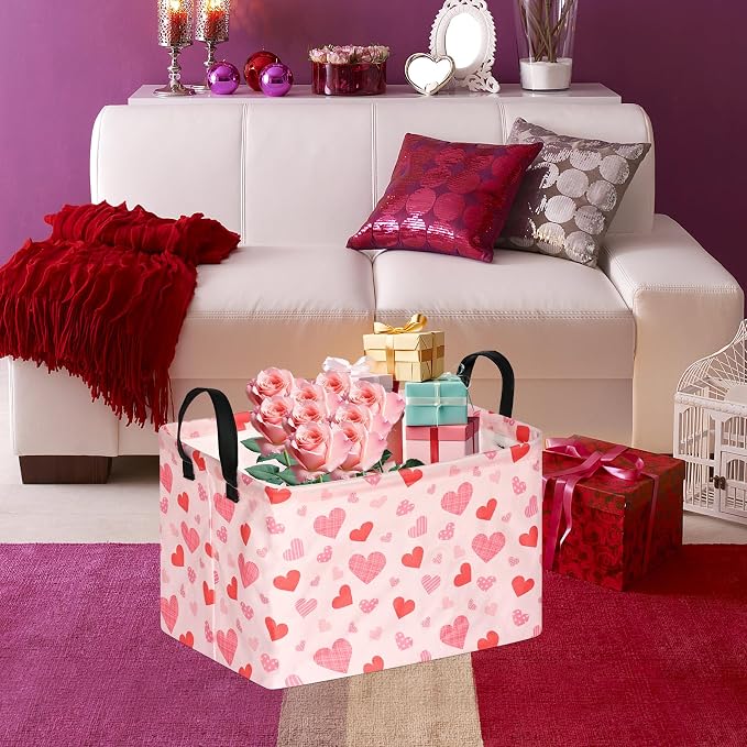 FUULOXE Rectangular Valentines Basket Storage Bin - Image 3