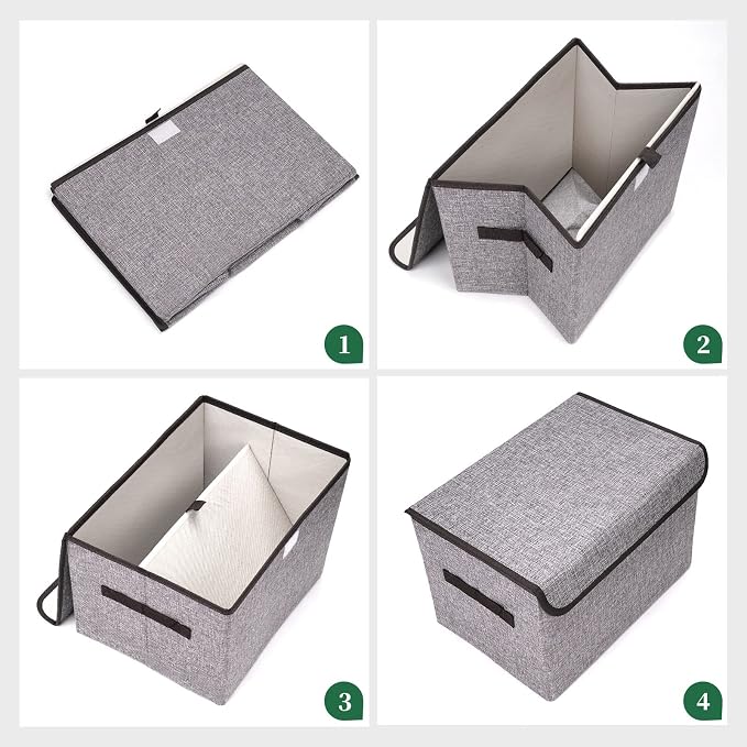Bagnizer Large 22 Quart Linen Fabric Foldable Storage Bin Cube Organizer Basket - Image 3