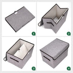 Bagnizer Large 22 Quart Linen Fabric Foldable Storage Bin Cube Organizer Basket - Image 3
