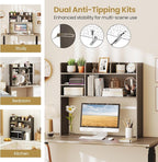 Tangkula Desktop Bookshelf for Computer Up to 32”, 37” Countertop Storage Hutch - Image 8