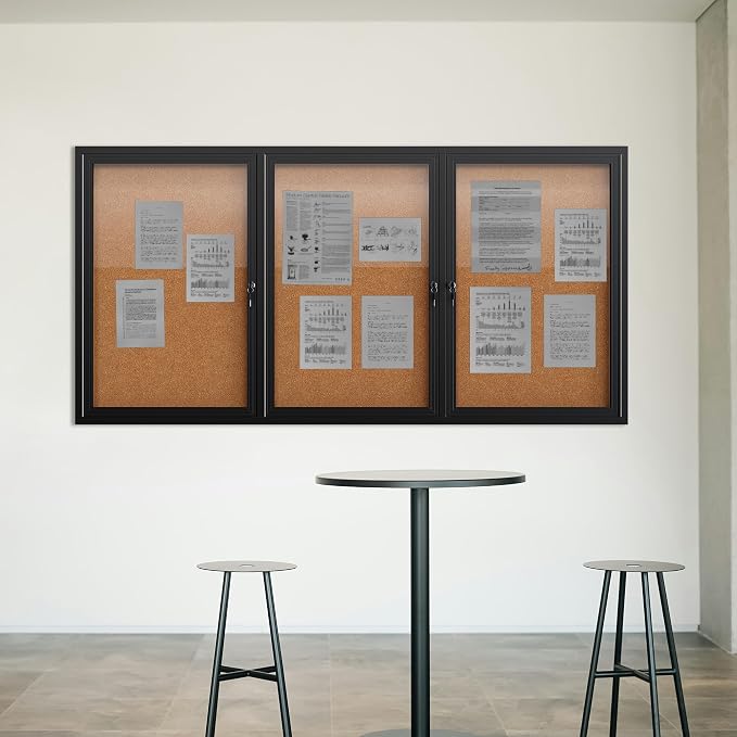 72"x36" Lockable Enclosed Bulletin Board, Outdoor Cork Weather-Resistant - Image 7
