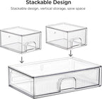 Vorey Clear Stackable Desk Storage Drawers, 3 Pack Acrylic Bathroom Makeup - Image 4