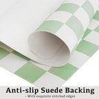 Ohocut Checkered Desk Mat, 31.5" x 15.7" Large Cute Sage Green Aesthetic Retro - Image 5
