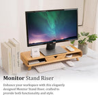 Homerays Bamboo Monitor Stand Riser, No Assembly Required Exquisite Monitor - Image 5