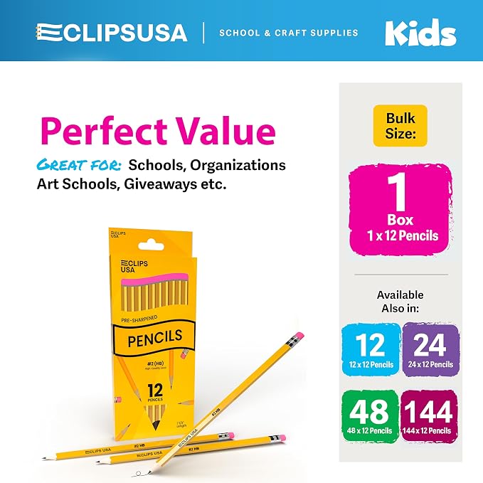 Pre-Sharpened Pencils Bulk, Pencil #2, Number 2 pencils, School Supplies Bulk - Image 2