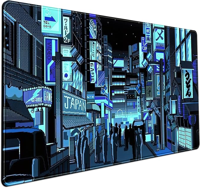 Japanese Gaming Arcade Blue Large Gaming Mouse Pad Keyboard Desk Pad Extended by Mechanical+Cattle