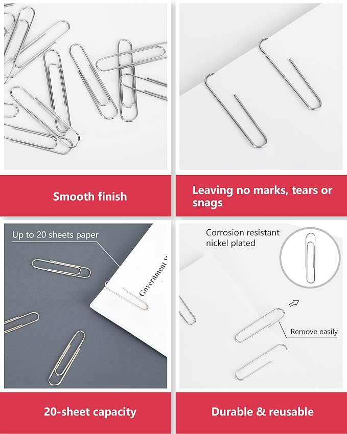 PAPERPAL Paperclips for Office School & Personal Use, Jumbo Smooth Paper Clip - Image 4