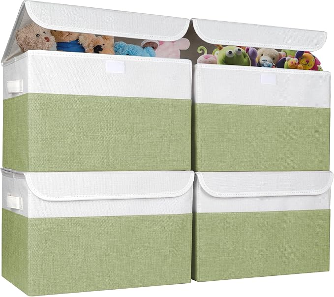 Bagnizer Large 22 Quart Linen Fabric Foldable Storage Bin Cube Organizer Basket by Bagnizer