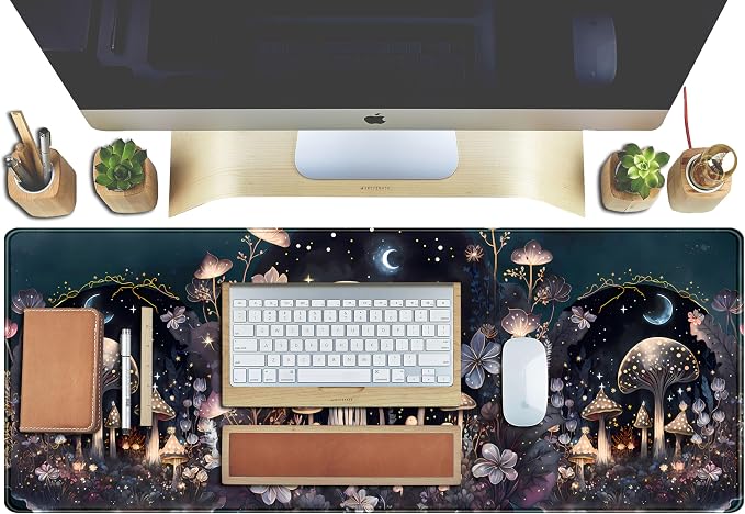 Teng DA Qing Cute Dark Mushroom Moon Night Mouse Pad XL Extended Gaming Mat - Image 4