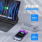 YH6AC Powered USB Hub 10Gbps, intpw 9-Port USB Splitter - Image 4