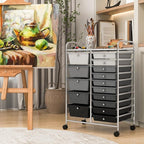 COSTWAY 15 Drawers Storage Cart, Mobile Tools Scrapbook Paper Organizer Cart - Image 7