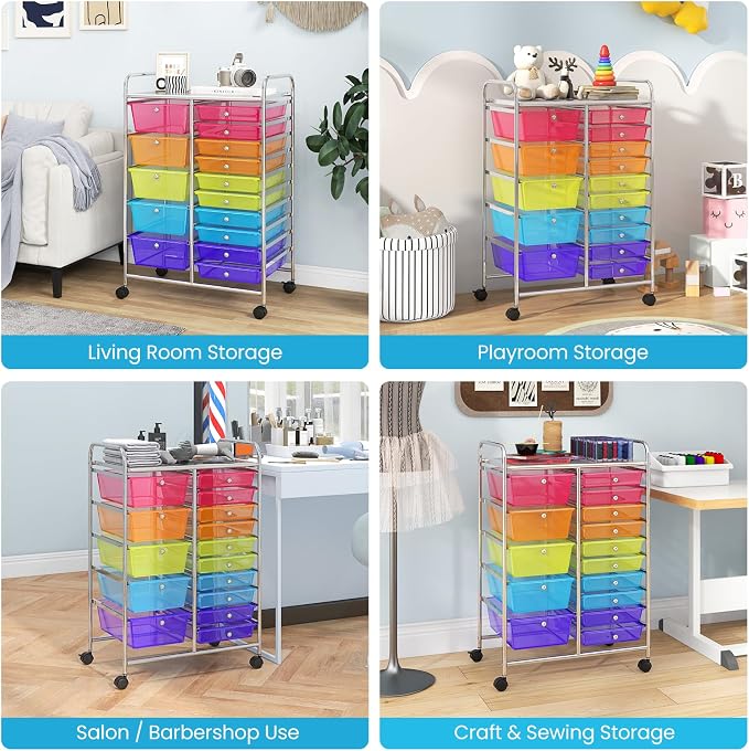 Giantex 15 Drawer Rolling Cart - Image 9