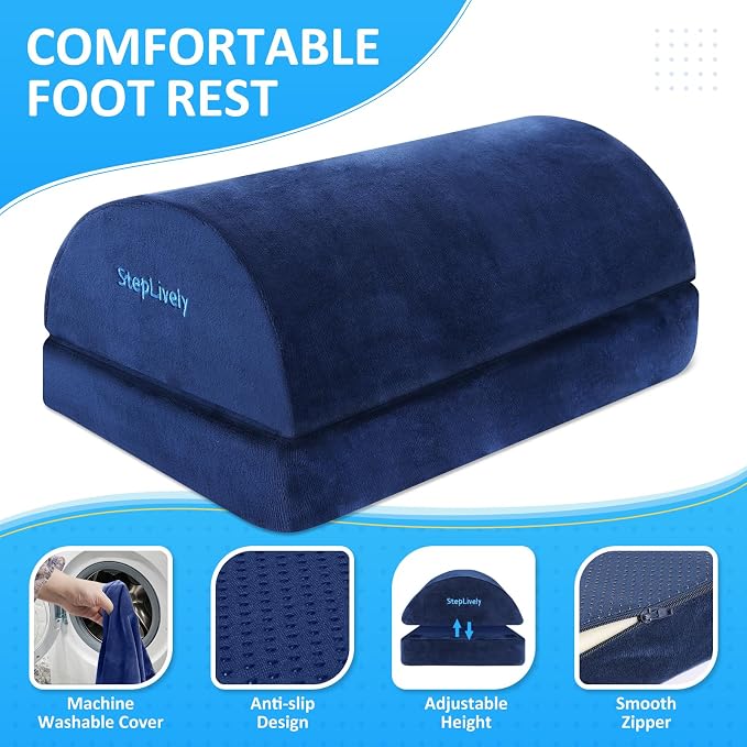 StepLively Foot Rest for Under Desk at Work, Comfortable Foot Stool - Image 2