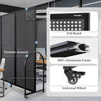 Folding Room Partition, Freestanding Privacy Divider, Portable Office Divider - Image 4
