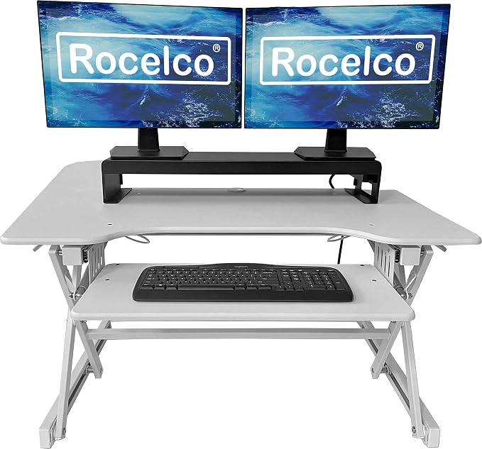 Rocelco 40" Large Height Adjustable Standing Desk Converter - Image 2