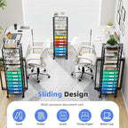 Simple Trending 14 Tier Rolling File Cart, Desk File Organizer - Image 3