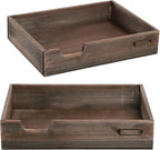 MyGift Set of 2 Vintage Distressed Finish Brown Wood Stackable Office Desktop - Image 4