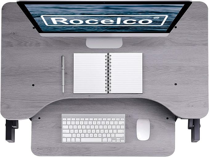 Rocelco 37.5" Deluxe Height Adjustable Standing Desk Converter - Image 5