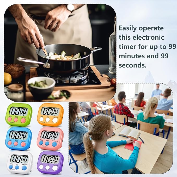 2 Pack Purple Digital Kitchen Timer Magnetic Digital Timer - Image 6