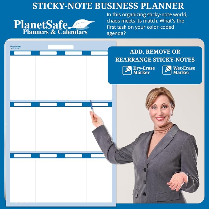 Sky Blue 12 Section Task, Objective and Goals Planning System Vertical 56" Tall - Image 3