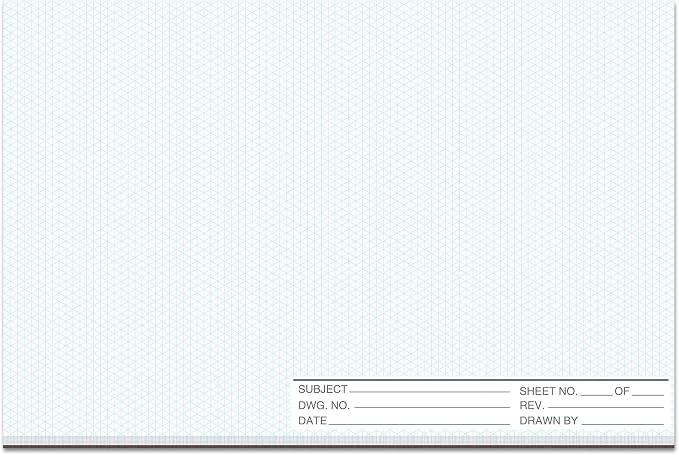 1 Pack 50 Sheets 11" x 17" Isometric Graph Paper Pad Landscape by gisgfim