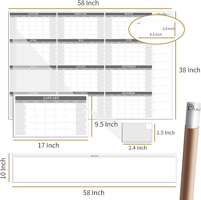 CLEVER CLEAN Large Dry Erase Wall Calendar - Image 2