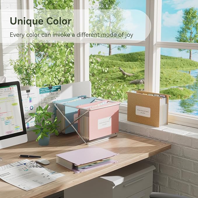 EcoStash Wheat Straw Expanding Hanging File Folders, 3 Color File Organizer - Image 4
