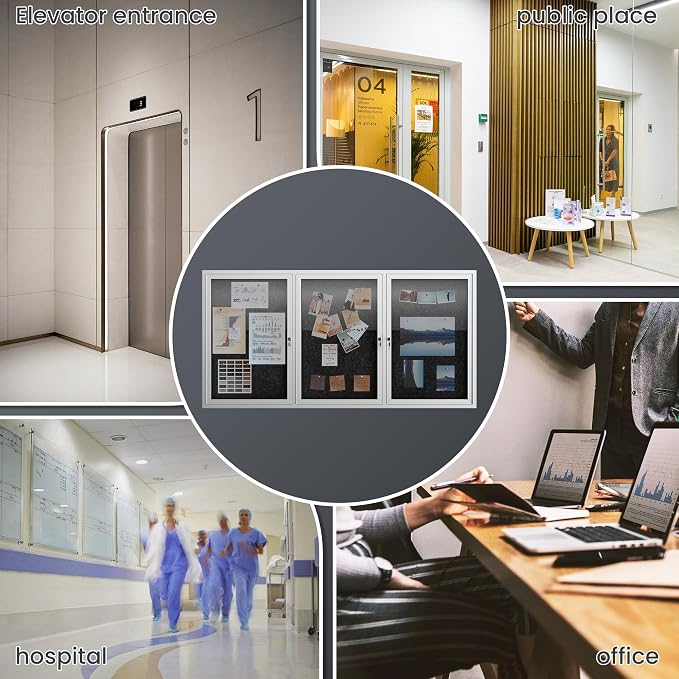 72"x36" Lockable Enclosed Bulletin Board, Outdoor Flet Weather-Resistant - Image 8