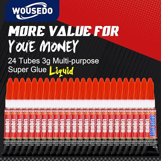 WOUSEDO 24 X 3g Super Glue Liquid, Fast Drying Cyanoacrylate Glue - Image 5