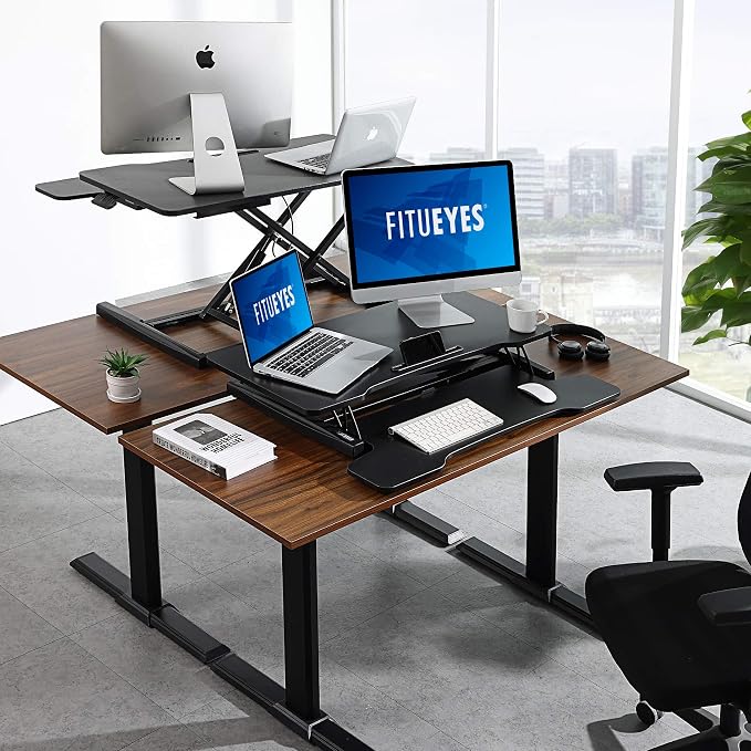 FITUEYES Height Adjustable Standing Desk 32” Wide Sit to Stand Converter Stand - Image 2