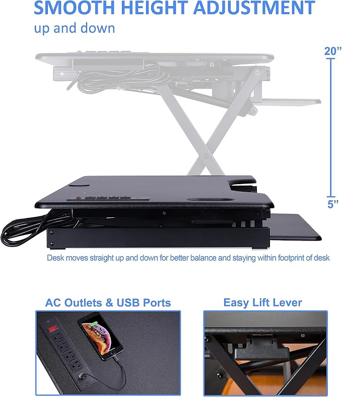 Rocelco 46" Height Adjustable Standing Desk Converter - Image 2