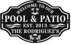 Personalized Name Metal Pool Sign, Patio Signs by HYTSIGN