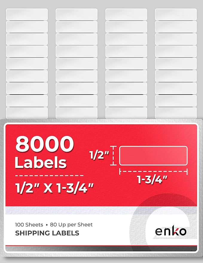 enKo 8000 Labels, 1/2" x 1-3/4" by enKoProducts