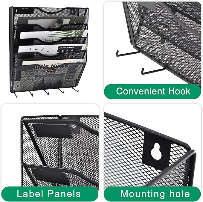 EASEPRES 5 Pocket Mesh Hanging File Organizer - Image 4