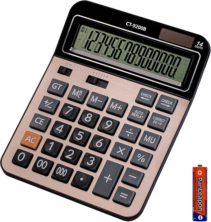 HIHUHEN Large Computer Electronic Calculator Counter Solar & Battery Power 14 by HIHUHEN