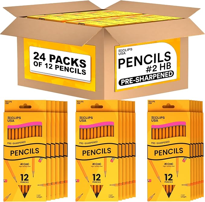 E-CLIPS USA Pencils Bulk Pencils #2 Number 2 pencil Pre-Sharpened Pencil Bulk by E-CLIPSUSA