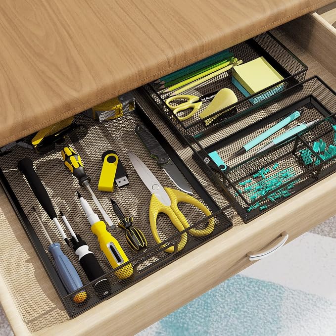 ITAYVAN Desk Drawer Organizer Set, Paper Organizer Letter Tray - Image 7