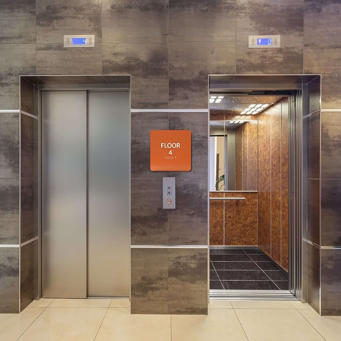 Grey w/Black ADA Floor 4 Sign - Image 5