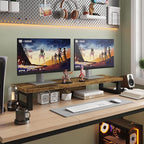 WESTREE Dual Monitor Stand Riser, Wood and Steel Monitor Stand Riser, Computer - Image 5