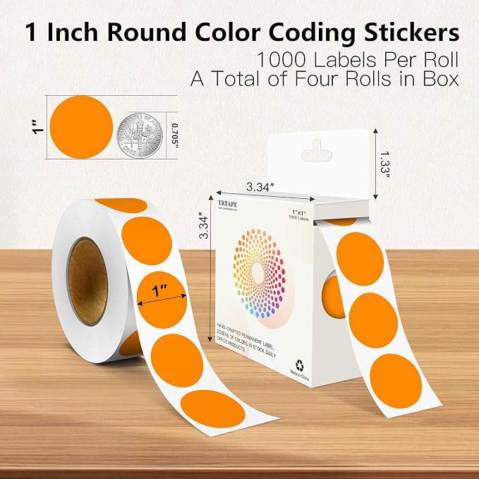 Orange 1 Inch Round Color Coding Labels - Image 2