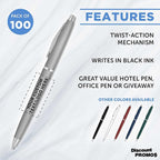 DISCOUNT PROMOS Custom Langham Ballpoint Pens Set of 100, Personalized Bulk Pack - Image 2