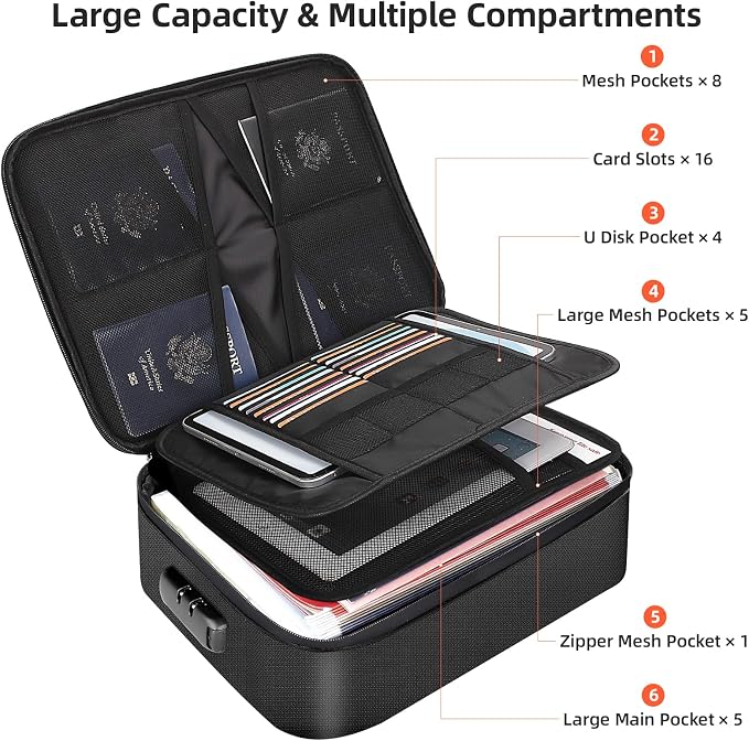 Fireproof Document Box for file organizer, Fireproof Bag for Important Document - Image 6