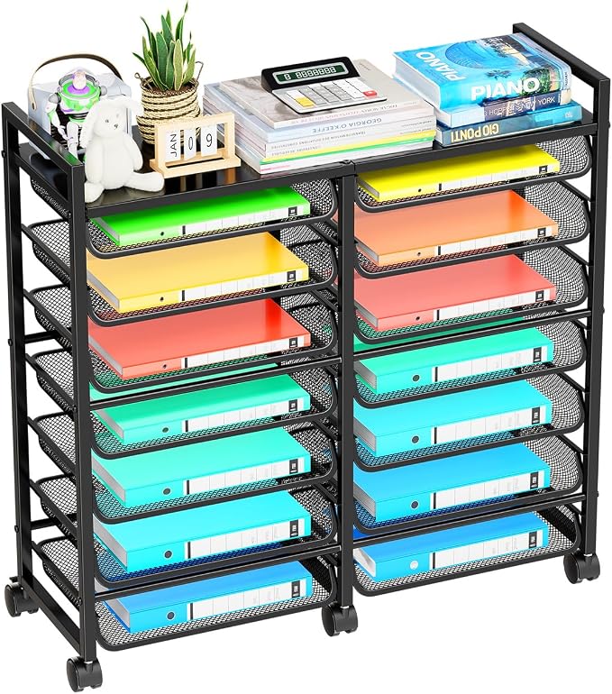 Simple Trending Rolling File Storage Cart, 15-Tier Metal Desk File Organizer by SimpleTrending