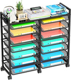 Simple Trending Rolling File Storage Cart, 15-Tier Metal Desk File Organizer by SimpleTrending