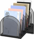 OUTIOE 5-Section Desk File Organizer, Metal Mesh Folder Organizer by OUTIOE