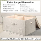 Graciadeco 75 Quart Extra Large Decorative Collapsible Storage Bins - Image 2