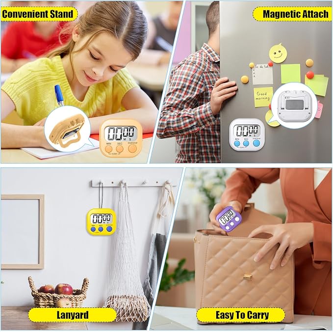 Macarrie 48 Pcs Digital Kitchen Timer Bulk Small Magnetic Backing Stand Timer - Image 7