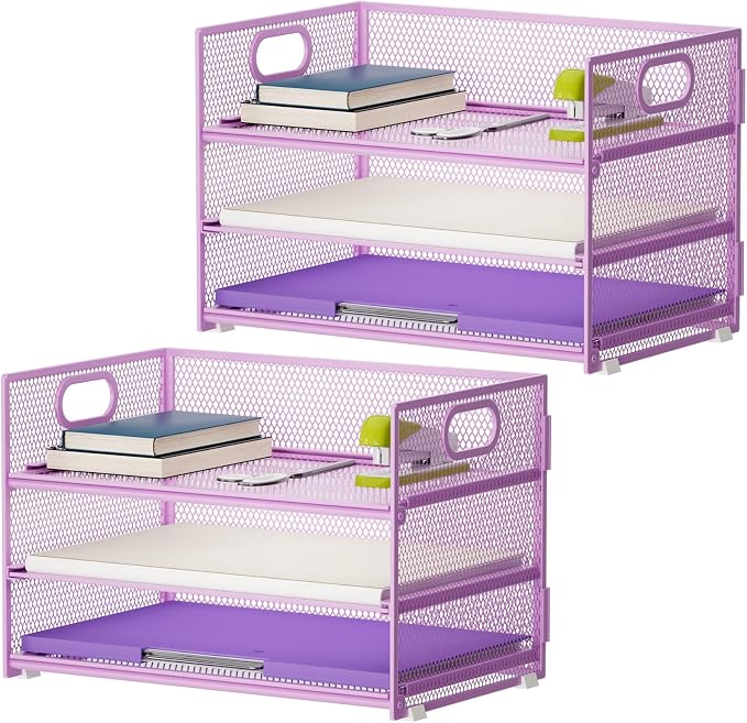 Marbrasse 3 Tier Paper Organizer Letter Tray, Mesh File Organizer by Marbrasse